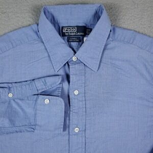 Ralph Lauren Lowell Size 16 -33 Blue Striped Long Sleeve Button Up Dress Shirt